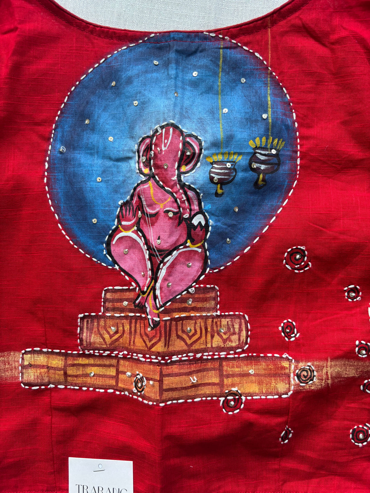 Red hand painted blouse