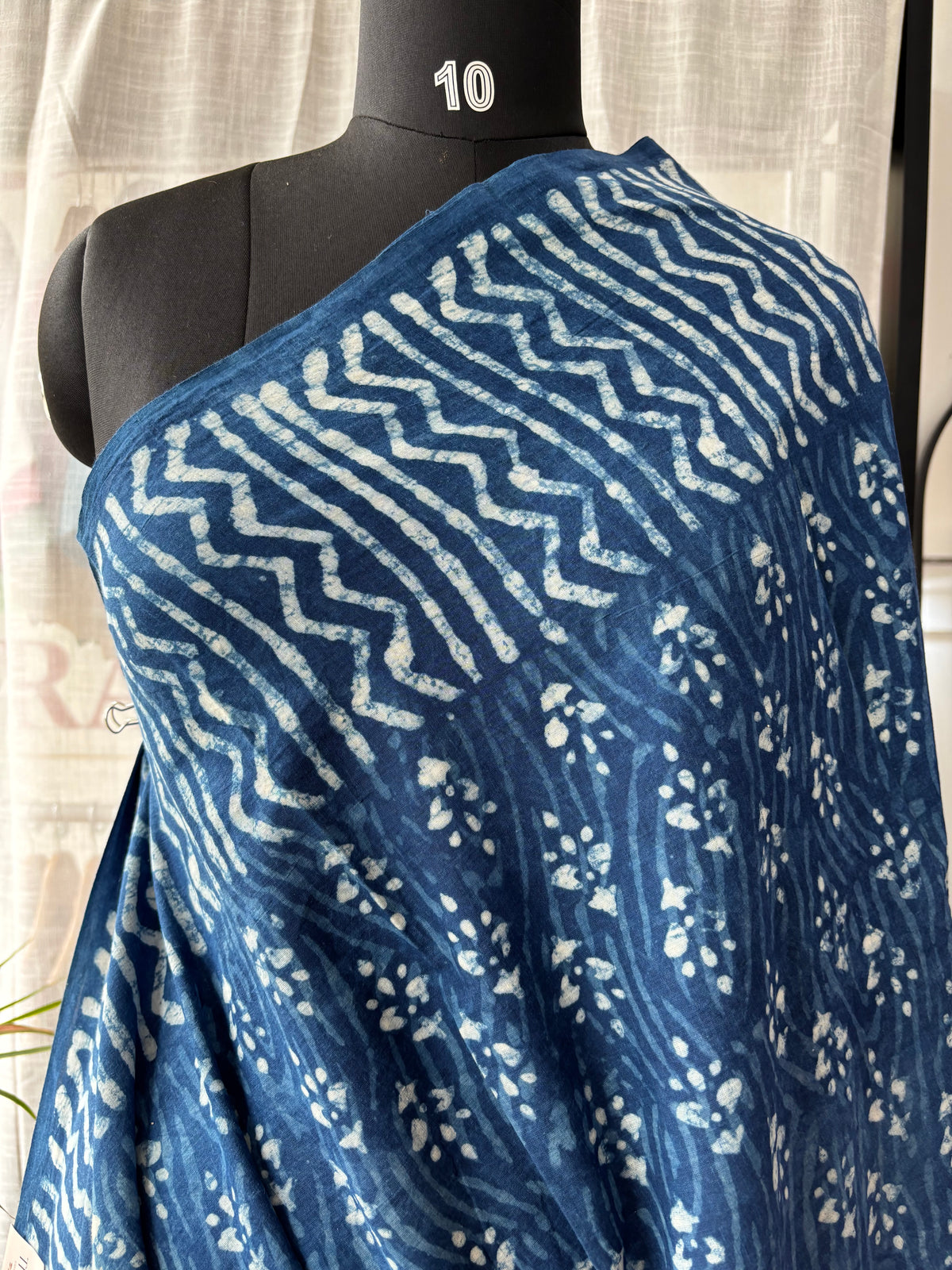 BLUE DABU MUL SAREE