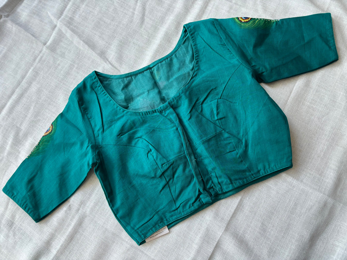 Blue hand painted blouse