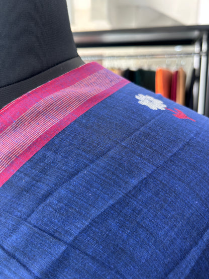 BLUE KHADI JAMDANI SAREE