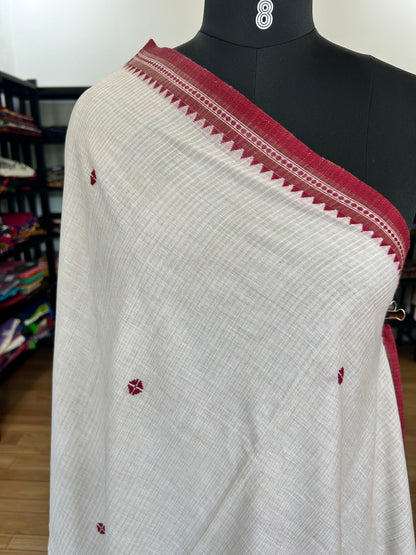 OFF WHITE DHANIAKHALI SAREE