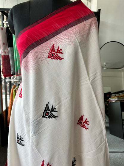 WHITE DHANIAKHALI SAREE