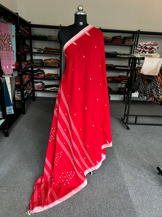 RED JAMDANI SAREE