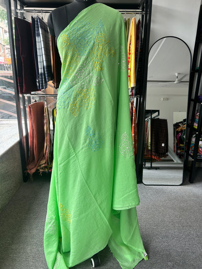 GREEN KATHA MUL SAREE