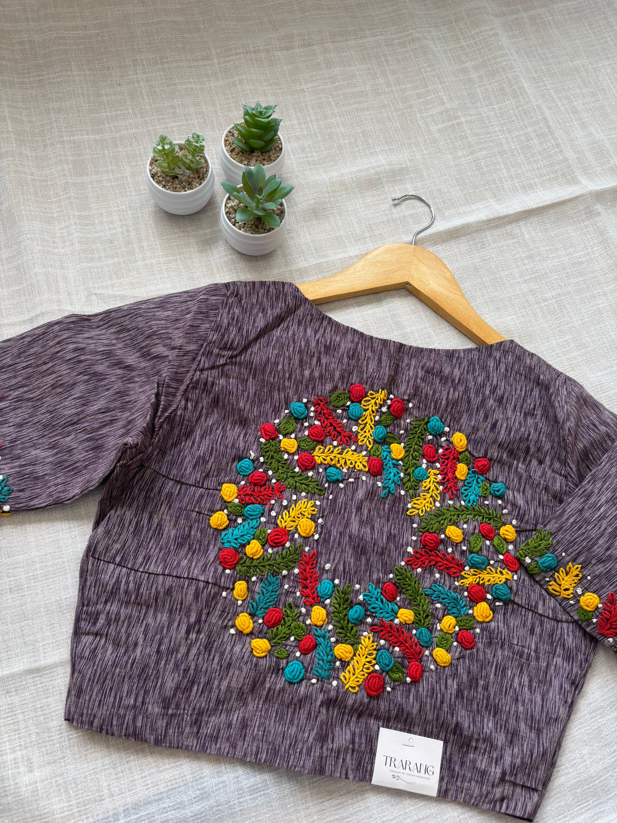 GREY EMBROIDERED  BLOUSE