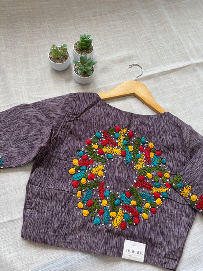 GREY EMBROIDERED  BLOUSE