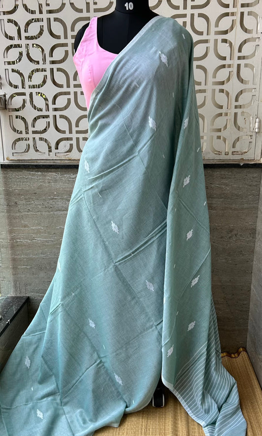 GREEN MUL JAMDANI SAREE
