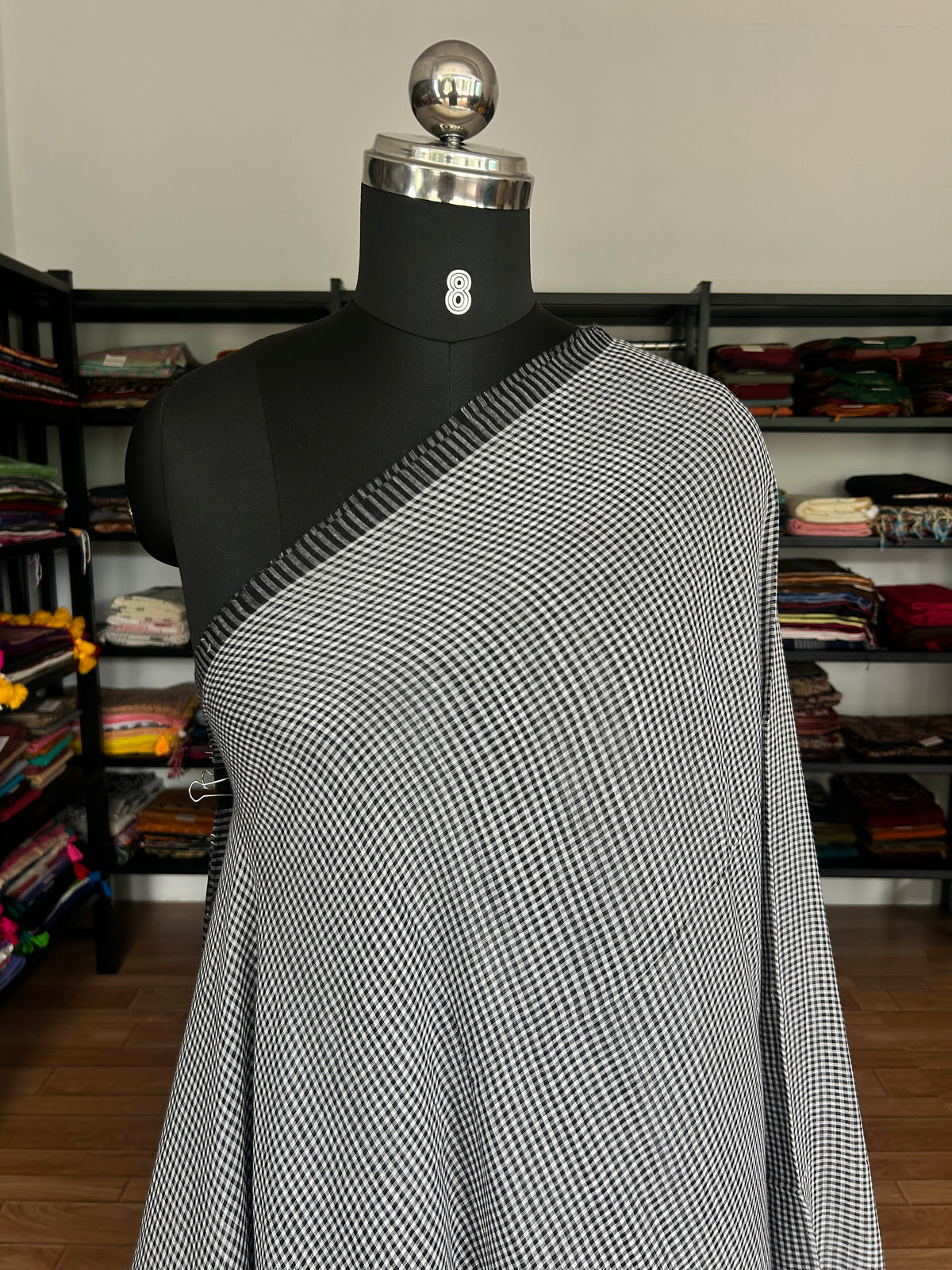 BLACK CHECKS  MUL SAREE