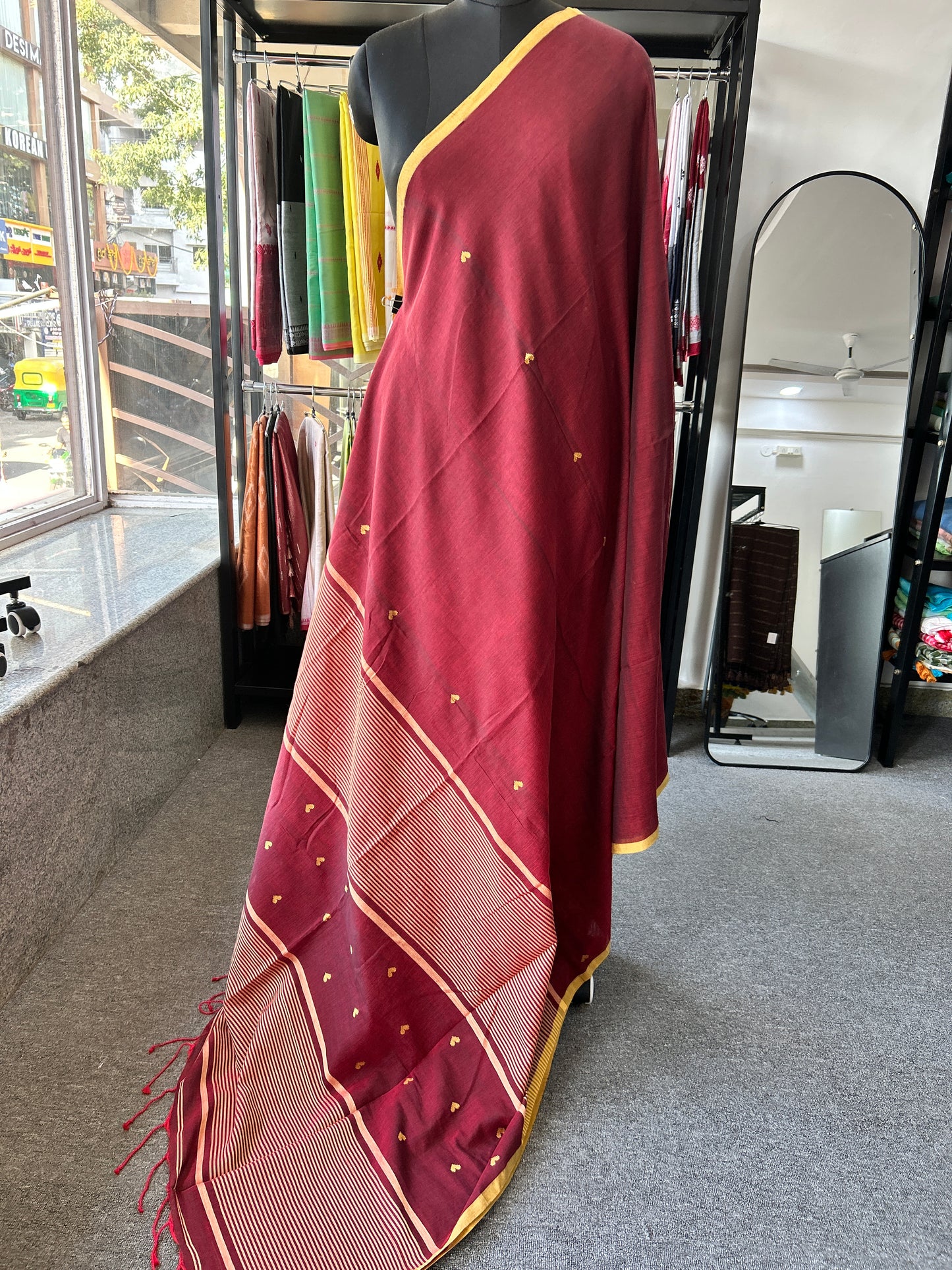 MARRON MERCERISED JAMDANI