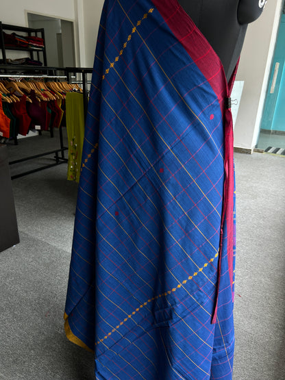 BLUE DHANIAKHALI SAREE