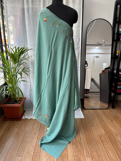 BLUE EMBROIDERED MUL SAREE
