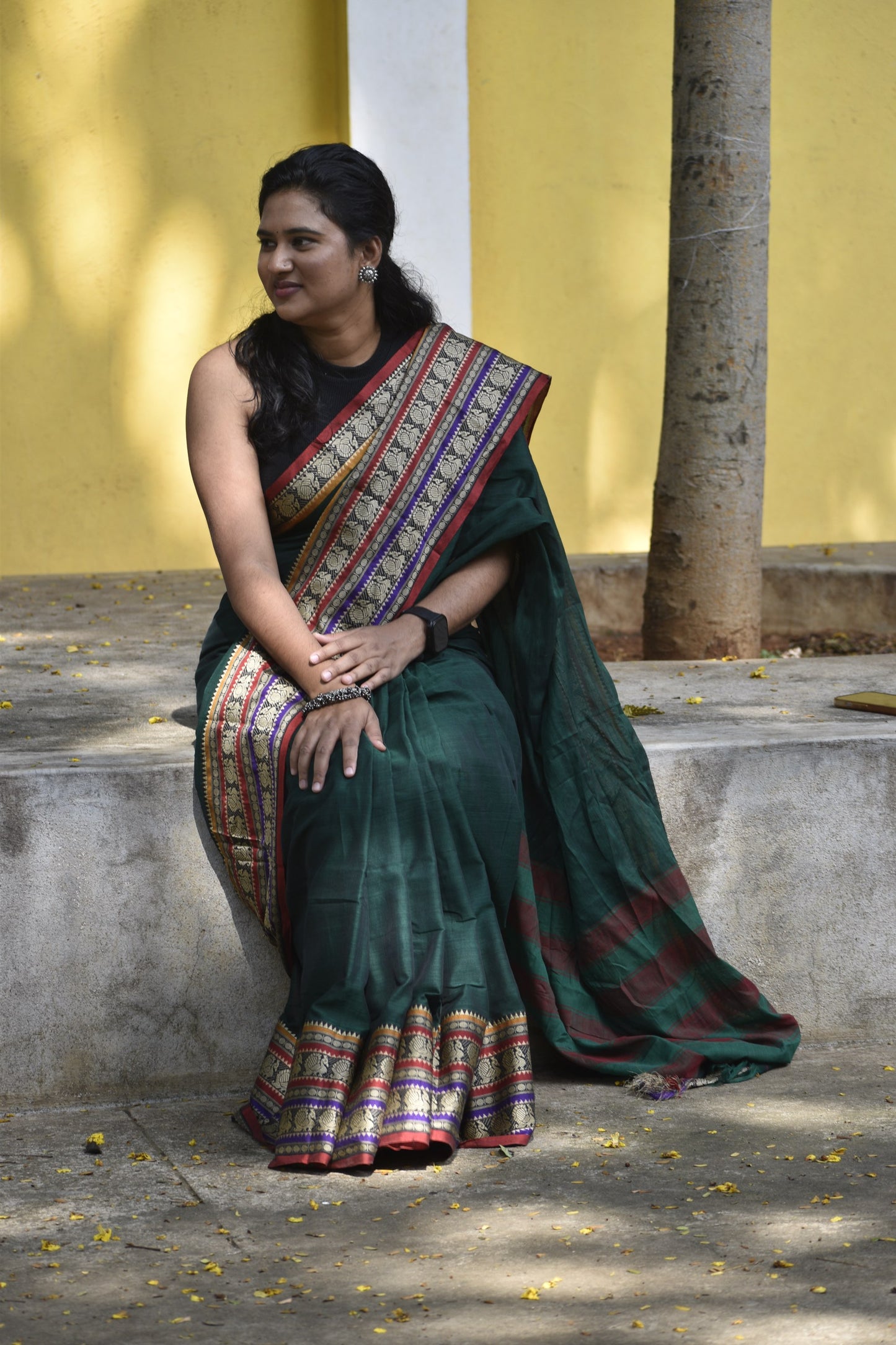 Green Narayanpet saree.