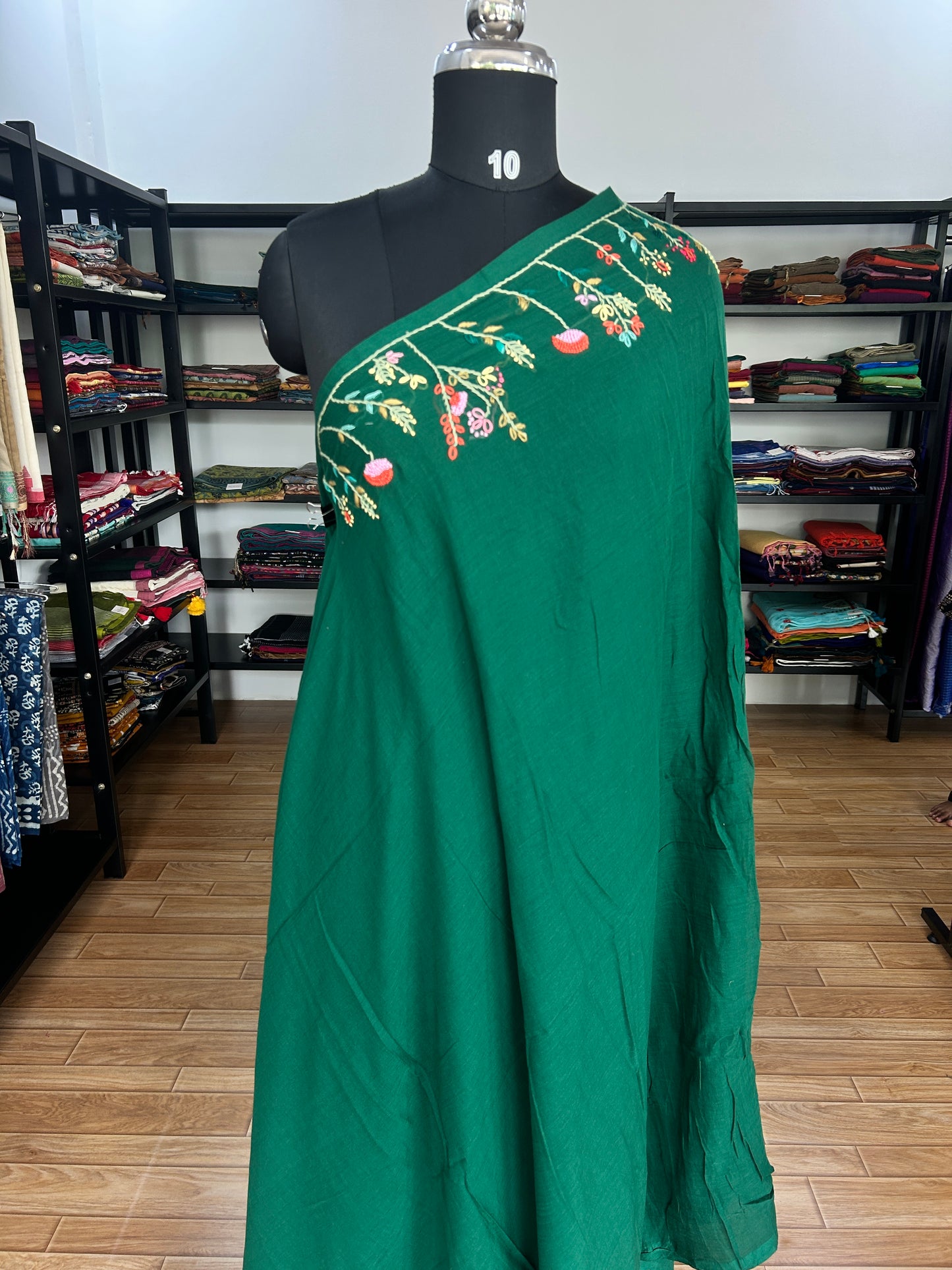 GREEN KATHA MUL SAREE