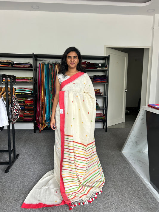 WHITE BEGAMPURI SAREE