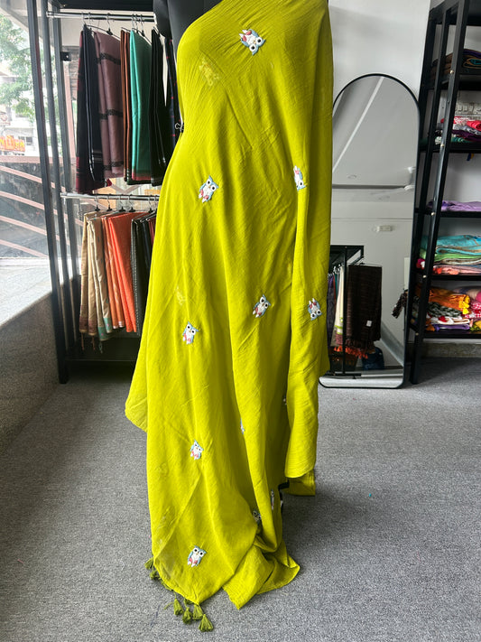 GREEN OWL MUL SAREE