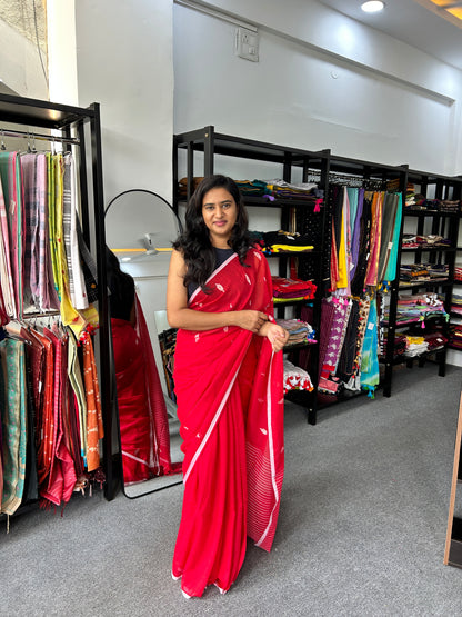 RED MUL JAMDANI SAREE