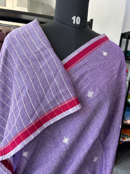 LAVENDER KHADI JAMDANI SAREE