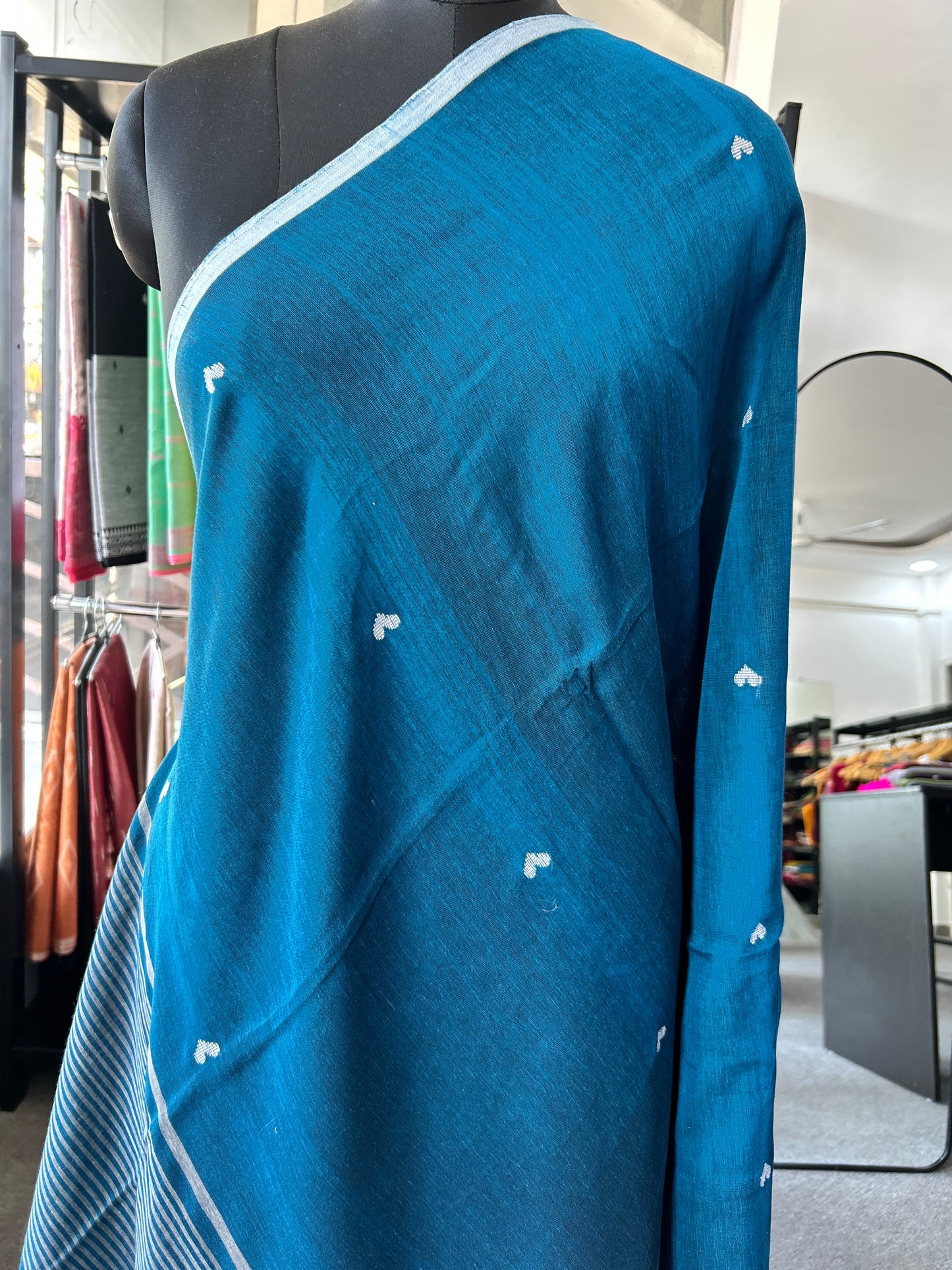 TEAL MERCERISED JAMDANI