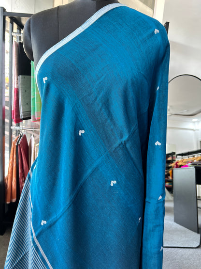 TEAL MERCERISED JAMDANI