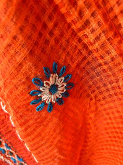 White katha embroidered kota
