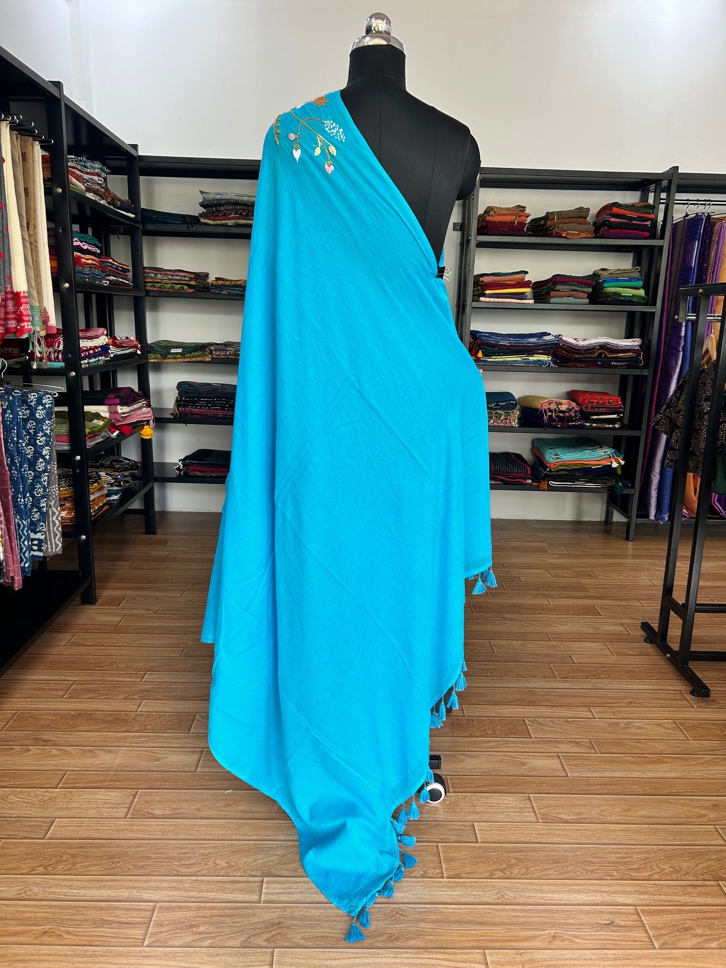 BLUE KATHA MUL SAREE
