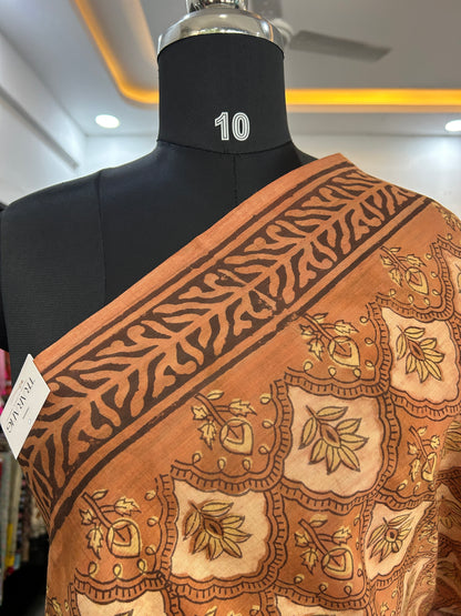 ORANGE AJRAKH MUL SAREE