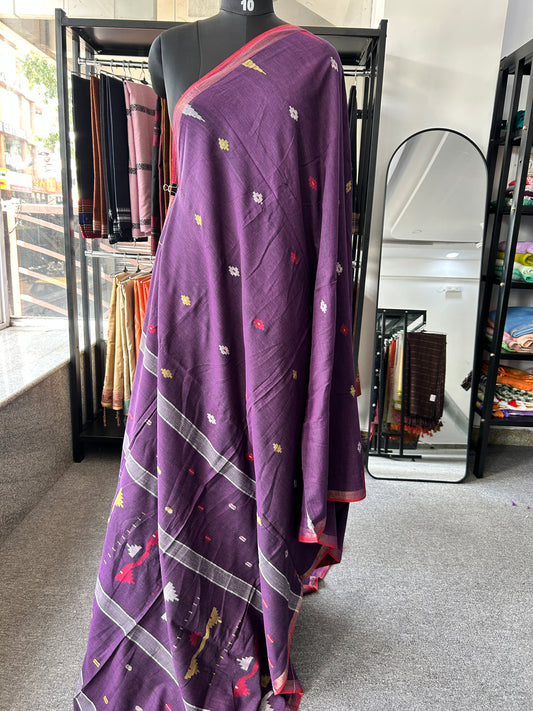 PURPLE KHADI JAMDANI SAREE