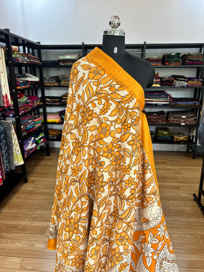Yellow kalamkari saree