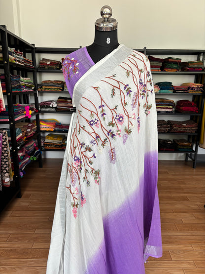 PURPLE LINEN SAREE
