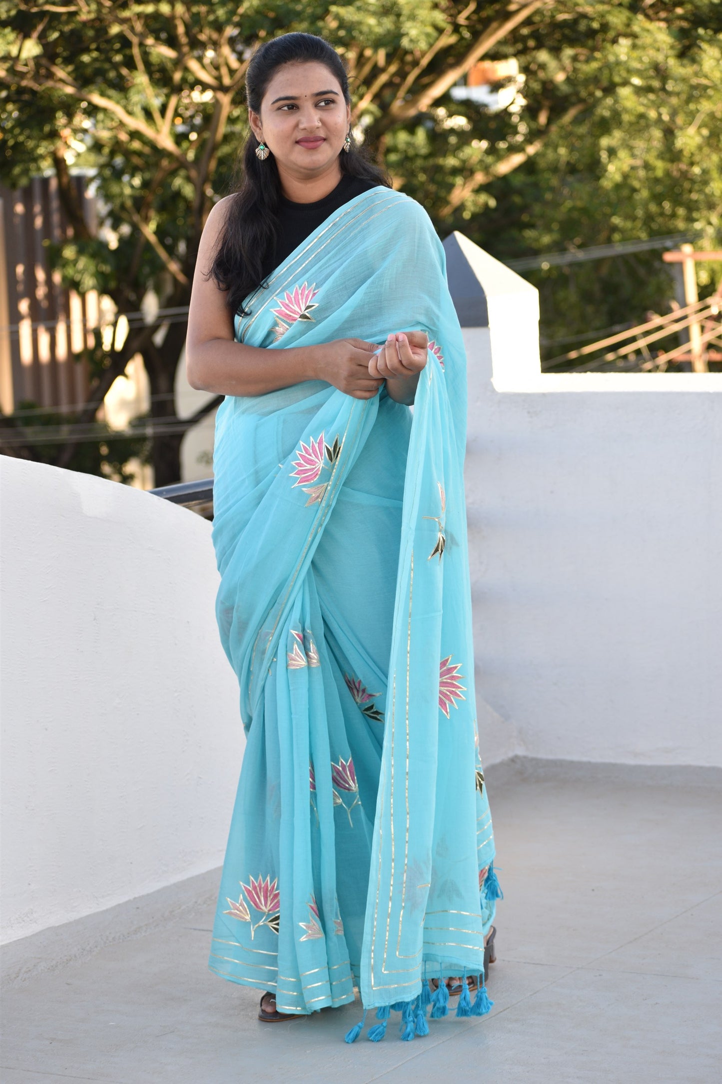 BLUE MUL SAREE