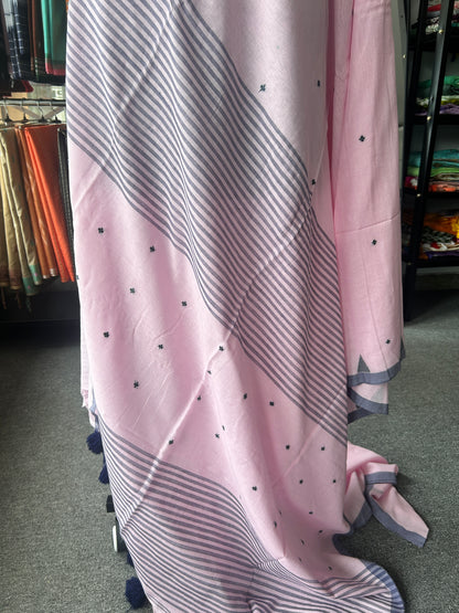 PINK MUL JAMDANI SAREE