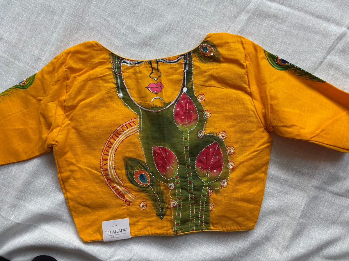 Yellow hand painted blouse