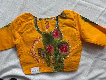 Yellow hand painted blouse