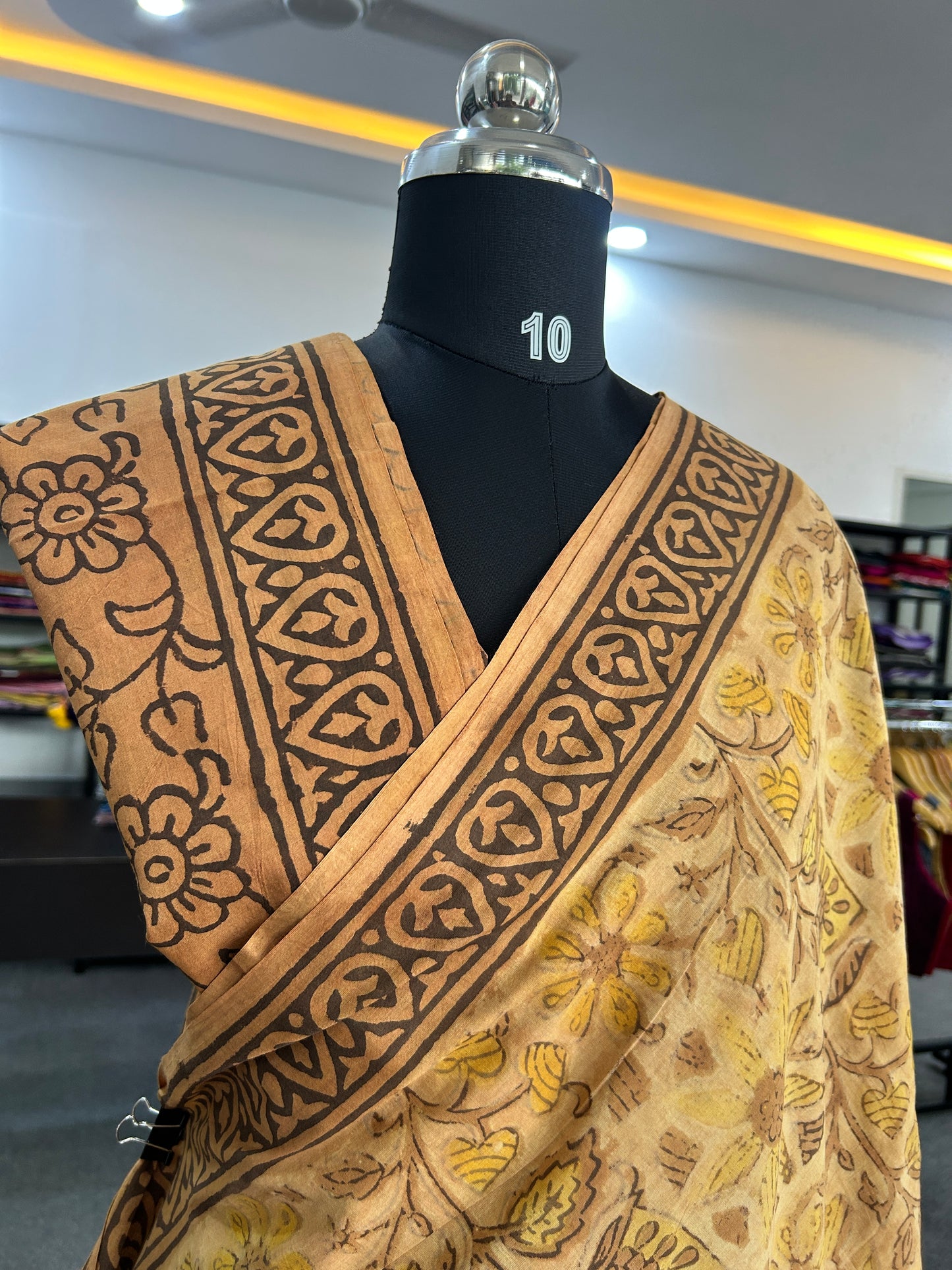YELLOW AJRAKH MUL SAREE