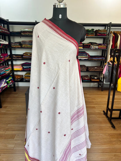 OFF WHITE DHANIAKHALI SAREE