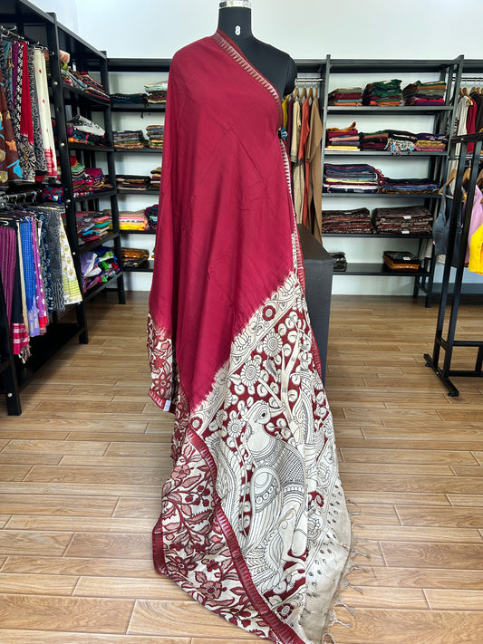Red kalamkari saree