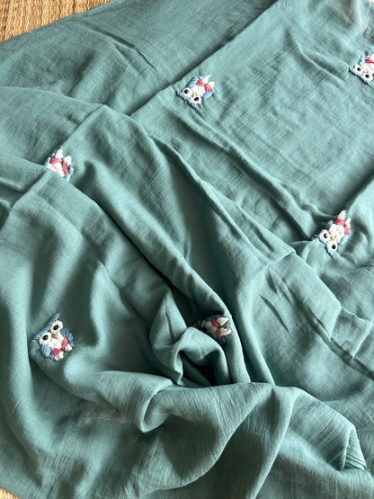 GREEN OWL MUL SAREE