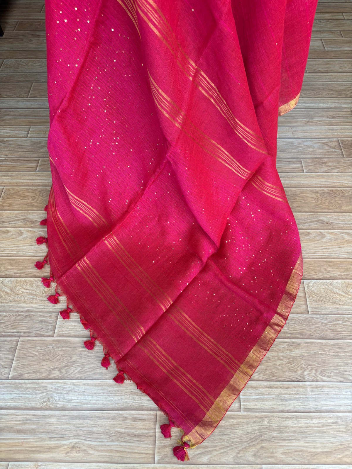 PINK LINEN SAREE