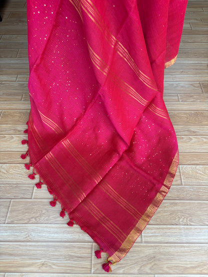 PINK LINEN SAREE