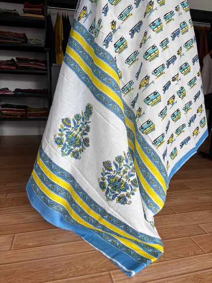 BLUE QUIRKY MUL SAREE