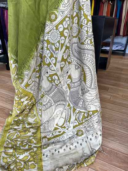 Green kalamkari saree