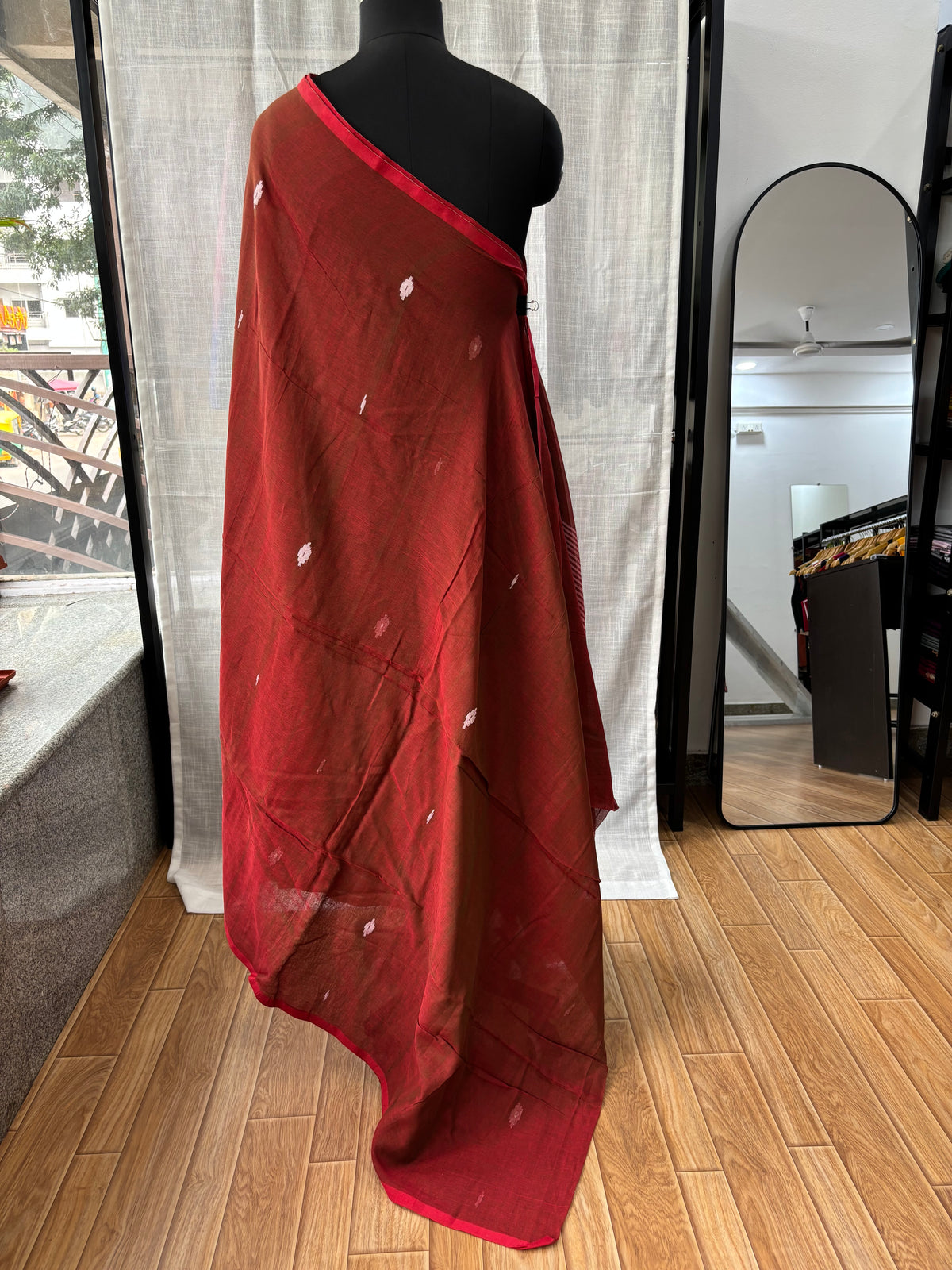MAROON JAMDANI SAREE