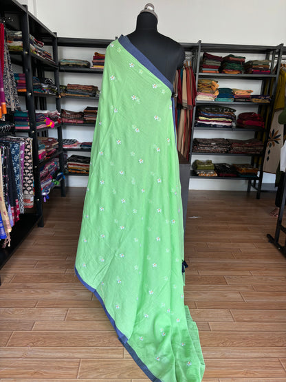 GREEN PARIJATHA MUL SAREE