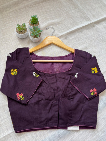 DARK PURPLE MBROIDERED  BLOUSE