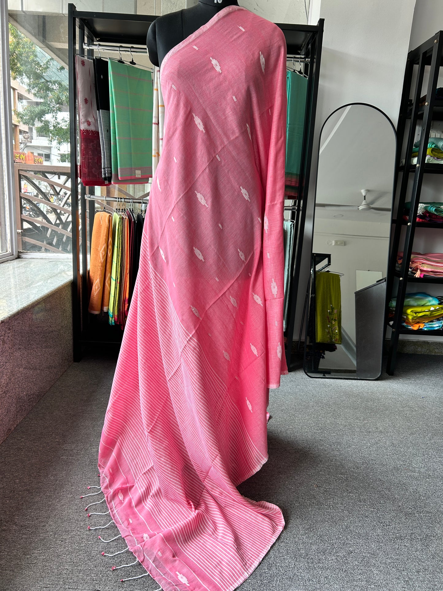 PINK MUL JAMDANI SAREE