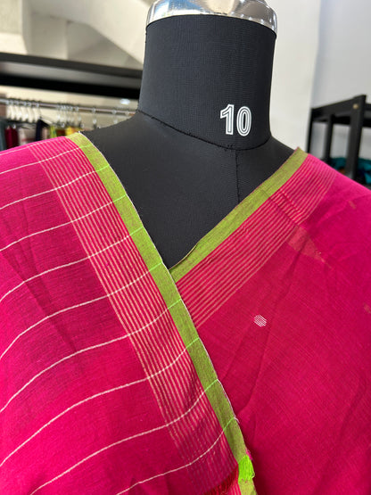 PINK KHADI JAMDANI SAREE