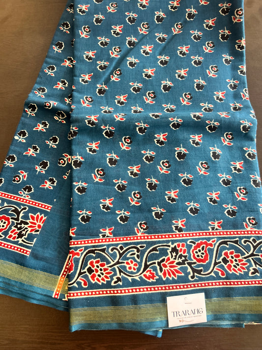 Blue chanderi mul cotton