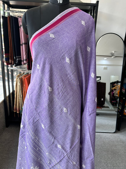 LAVENDER KHADI JAMDANI SAREE
