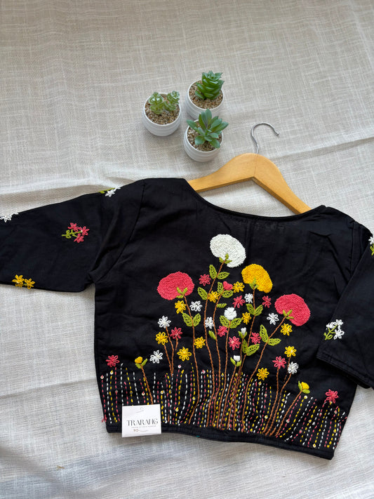 BLACK MBROIDERED  BLOUSE