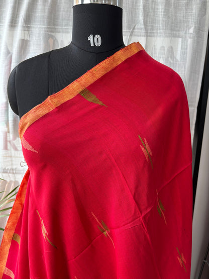 RED JAMDANI SAREE